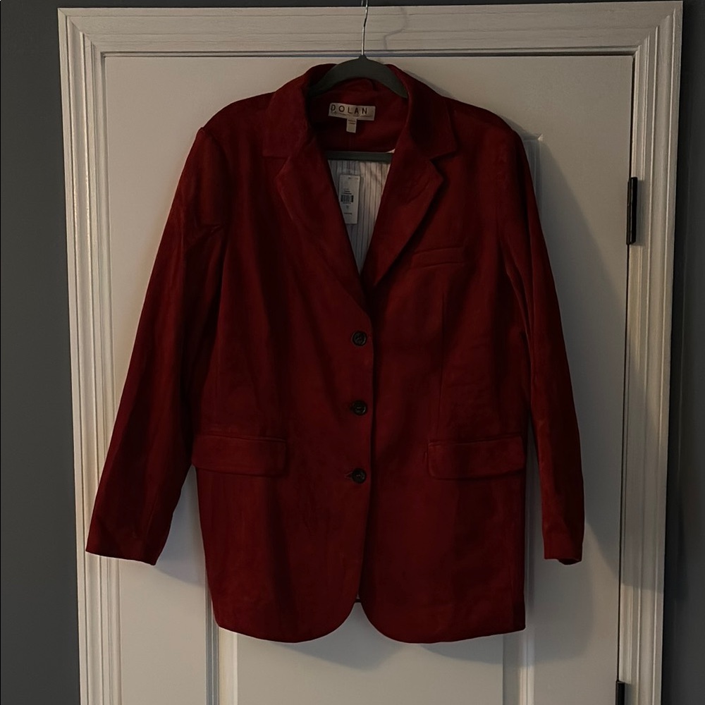 NWT Anthropologie Dolan Red Suede Blazer Classic Suit Jacket Size Large NWT